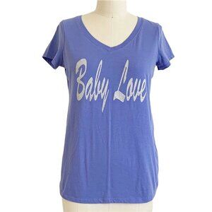 Motherhood Maternity Cotton Glitter Tee Shirt Blue Silver S